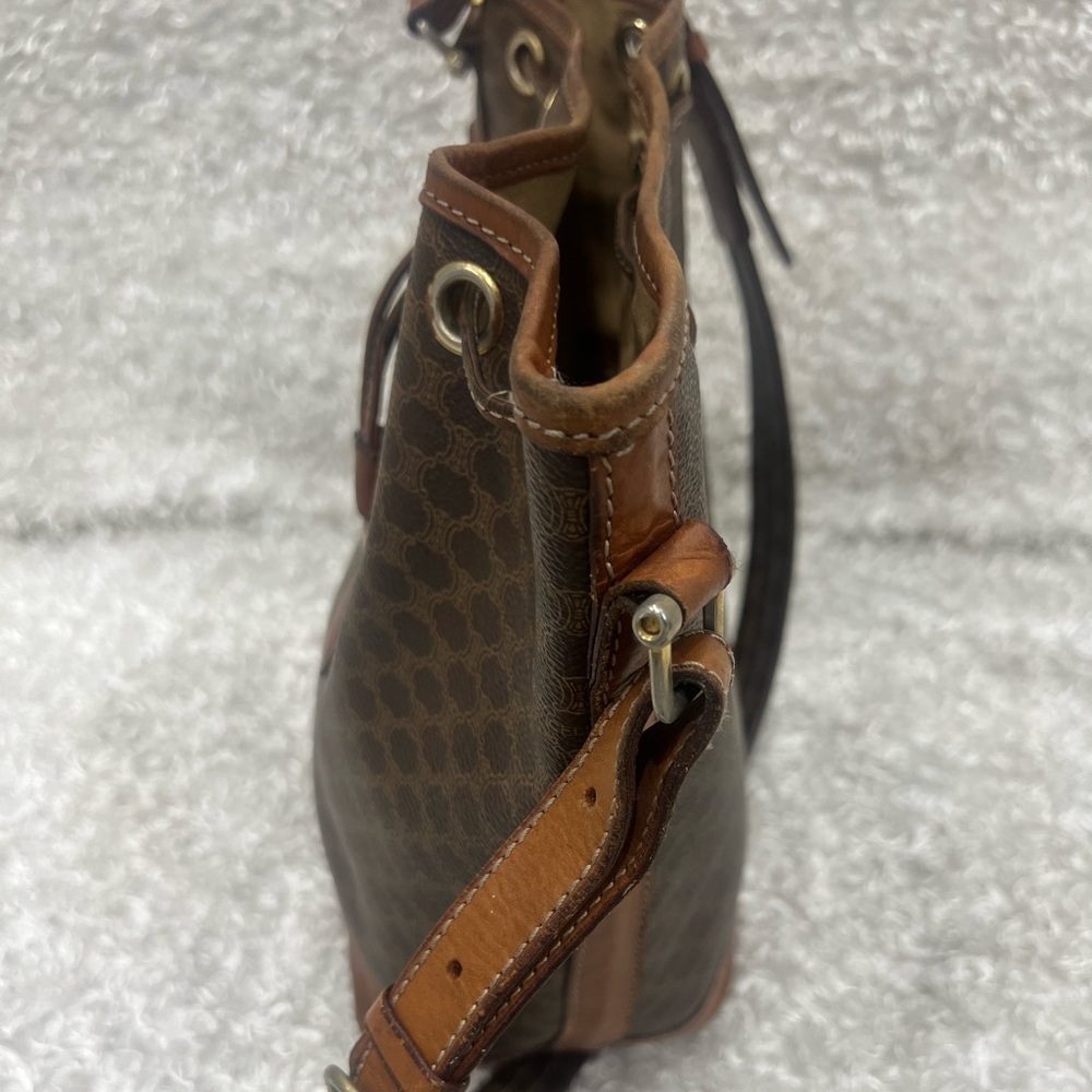 Celine Drawstring Macadam Triomphe Bucket Bag Lea… - image 4